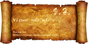 Vizner Hümér névjegykártya